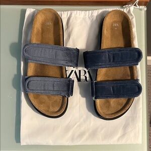 Zara navy blue velvet sandals